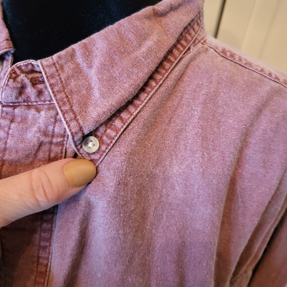 Men's Red Head Faded Burgundy Button Up Shirt XXL Western Grunge Skater Gorpcore - Picture 9 of 10